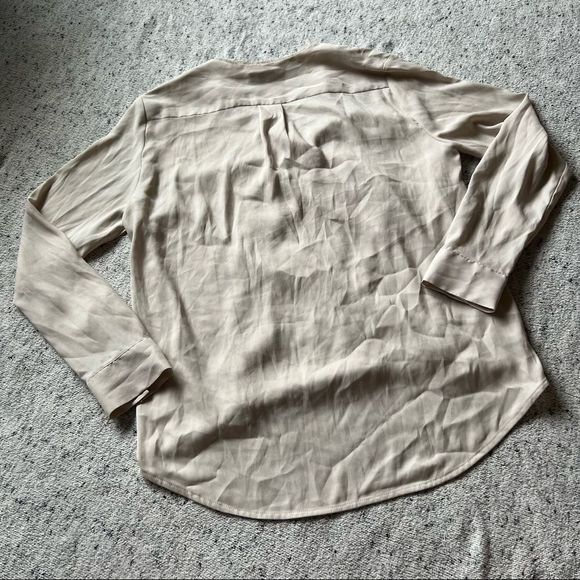 Ann Taylor Silky Overlap Long Sleeve Top - Picture 3 of 9